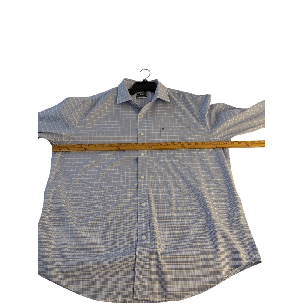 IZOD Soft Trade Essentials Men's Long Sleeve Dress Shirt Reg Large Blue & Yellow - Picture 4 of 7